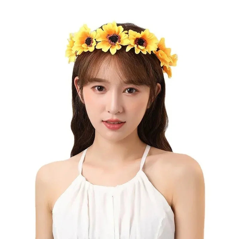 10pcs LED Floral Crown Headbands – Sunflower Wreath Party Set Floral Crown Headband Babs