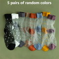 5 Pairs Women's Breathable Dotted Nylon Socks – Candy Colors Women's Fashion Socks Babs MULTI One Size