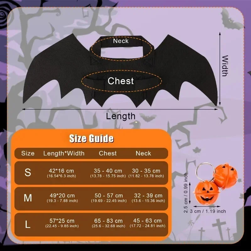 Pet Bat Wings Halloween Costume for Cats & Dogs | Adjustable Pet Halloween Costume Babs