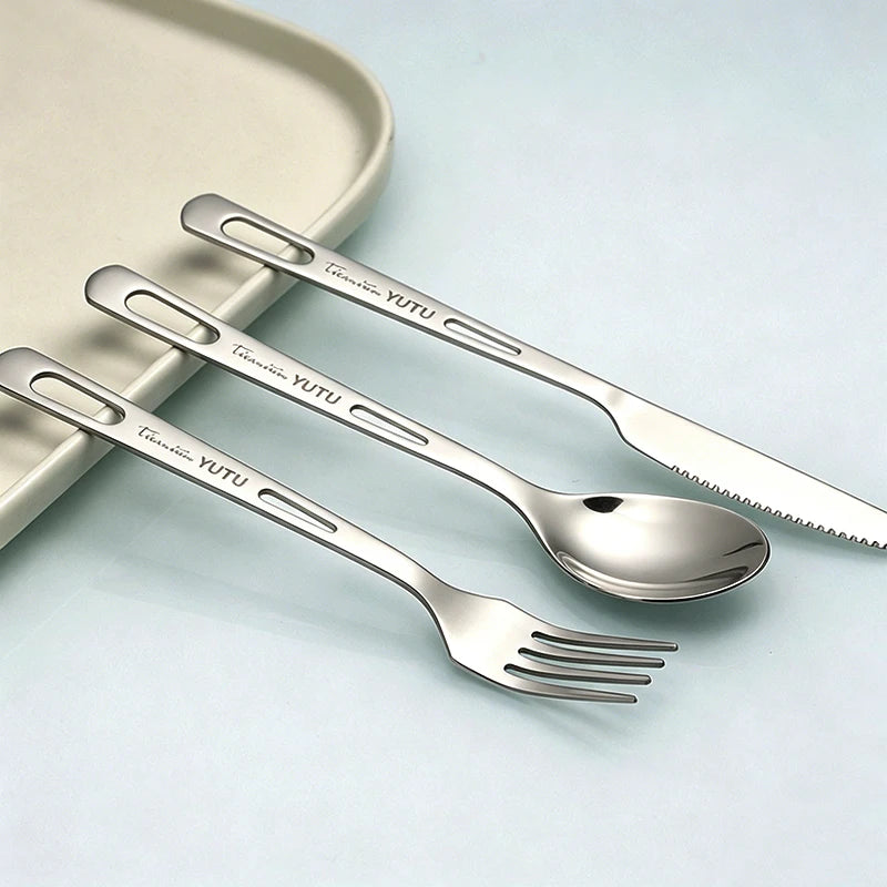 Titanium Camping Cutlery Set – Fork, Spoon, Knife & Chopsticks Camping Cutlery Set Babs