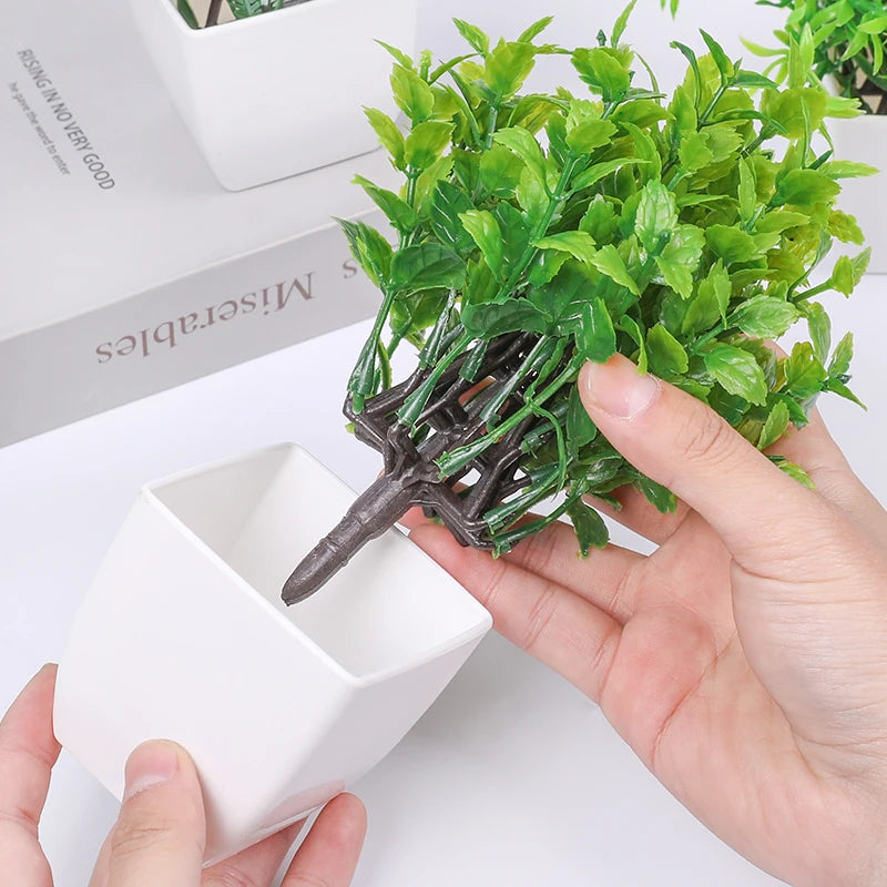 Mini Artificial Eucalyptus Bonsai Potted Plant – Home & Office Artificial Potted Plant Babs