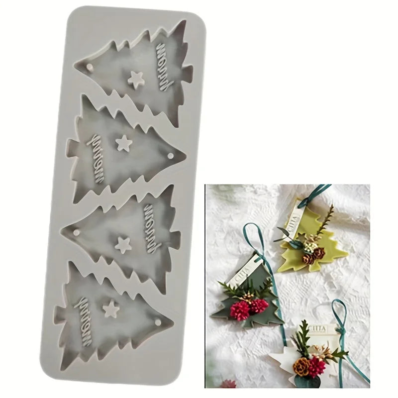 Christmas Tree Aromatherapy Wax Tablet & Plaster Mold Craft Silicone Mold Babs