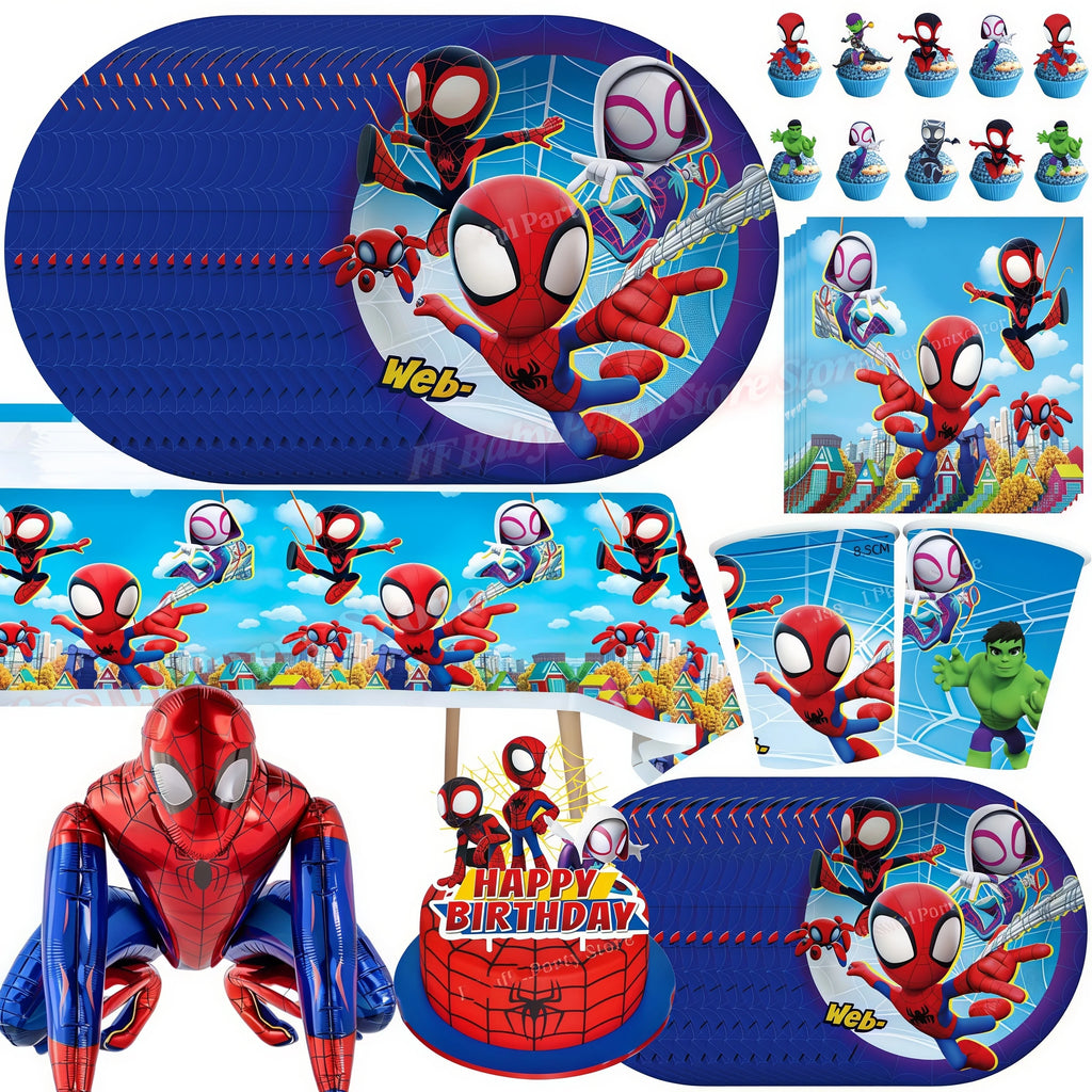 Spider-Man Birthday Party Supplies – Plates, Cups & Balloons Birthday Party Kit Babs