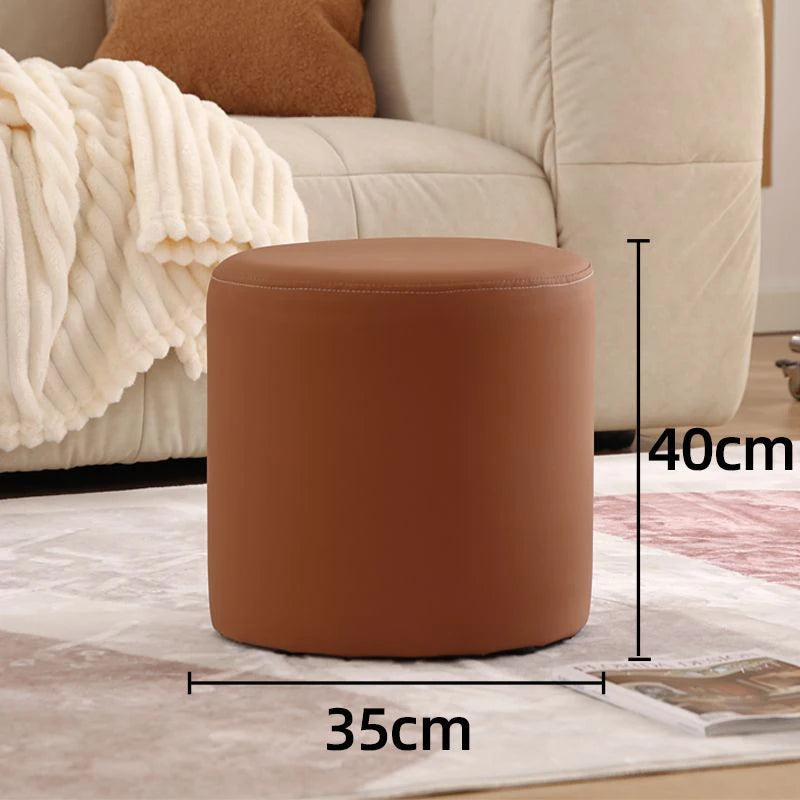 Nordic Pine Wood Ottoman Stool – Modern Cushioned Vanity Pouf Ottoman Stool Pouf Babs Brown medium