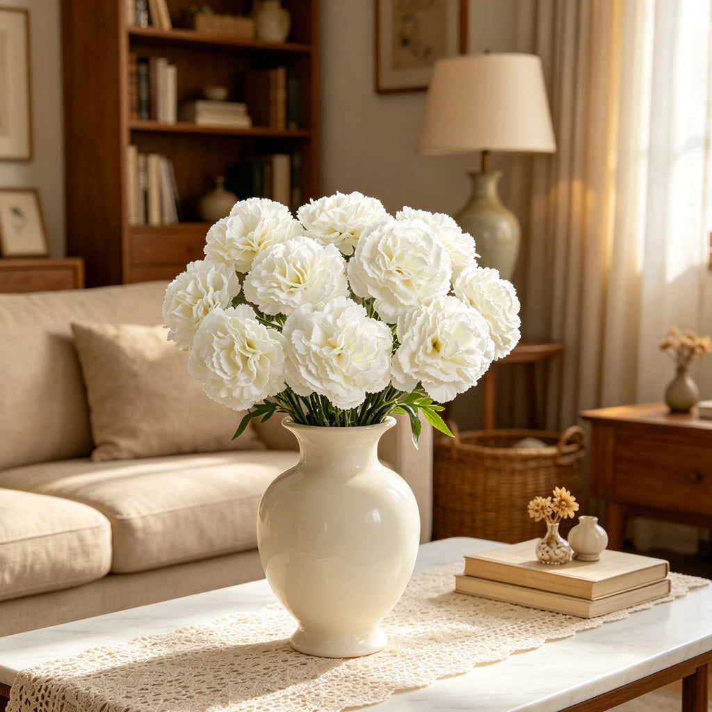 Artificial Silk Carnation Stems 4 or 8 Pcs – Wedding & Home Décor Artificial Silk Flowers Babs