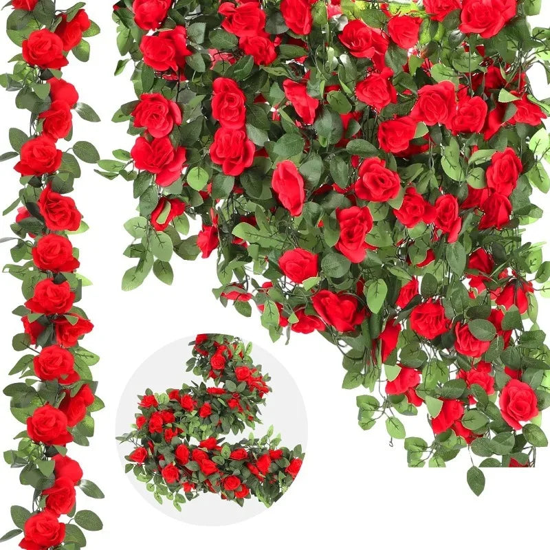 2.3M Silk Rose Artificial Flower Vine – Wedding & Home Decor Artificial Flower Vine Babs
