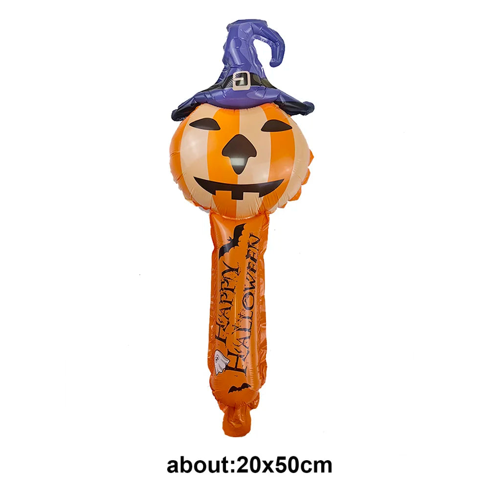Halloween Handheld Foil Balloons – Pumpkin Ghost Skeleton 1/5/10Pc Halloween Foil Balloons Babs A-8 As pictures show 1pcs