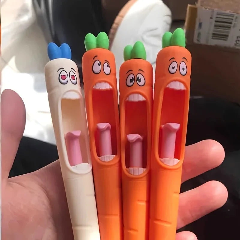 4pcs Radish Shaped Gel Pens – Fun Novelty Stationery Set Novelty Gel Pens Babs