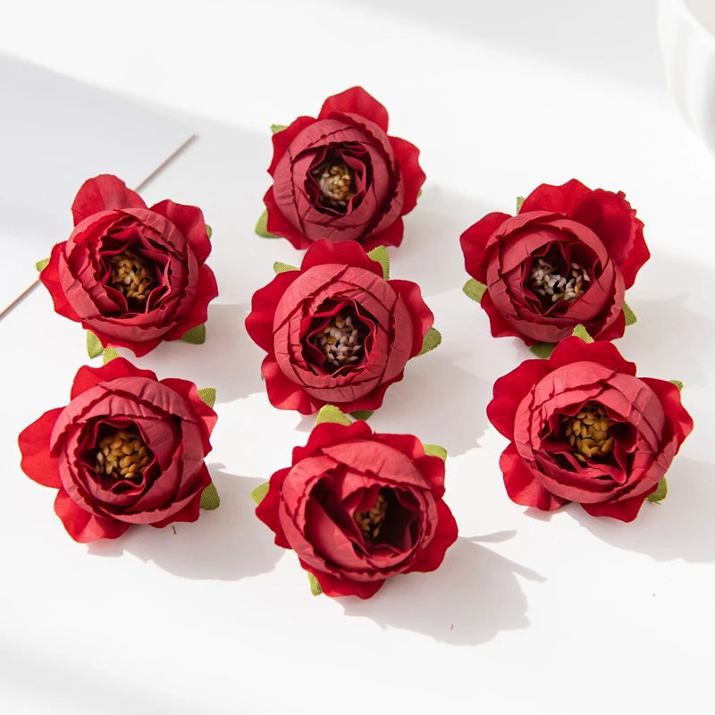 10/20 Pcs Multicolor Silk Rose Artificial Flowers for Wedding & DIY Artificial Silk Flowers Babs Red 10 pcs