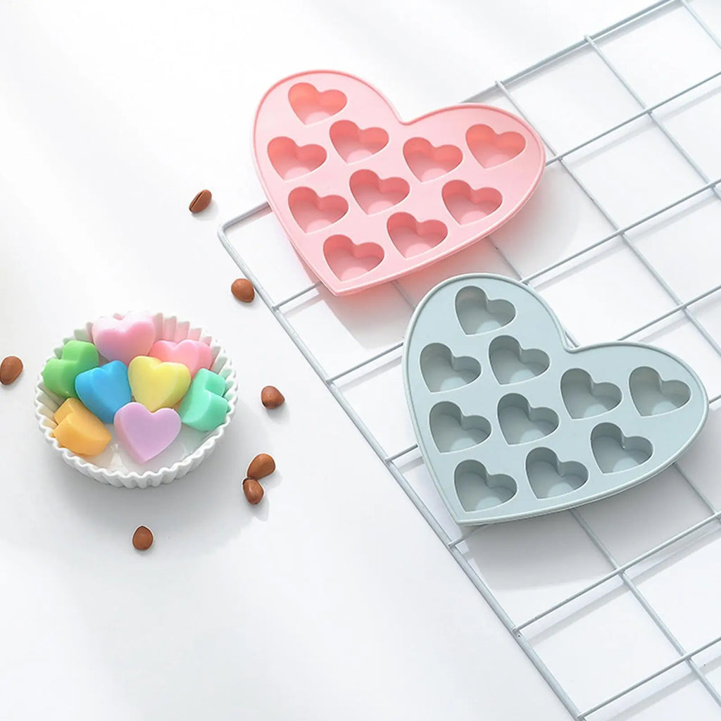 Heart-Shaped Silicone Chocolate Mold – 10 Cavity Candy Mold Silicone Baking Mold Babs