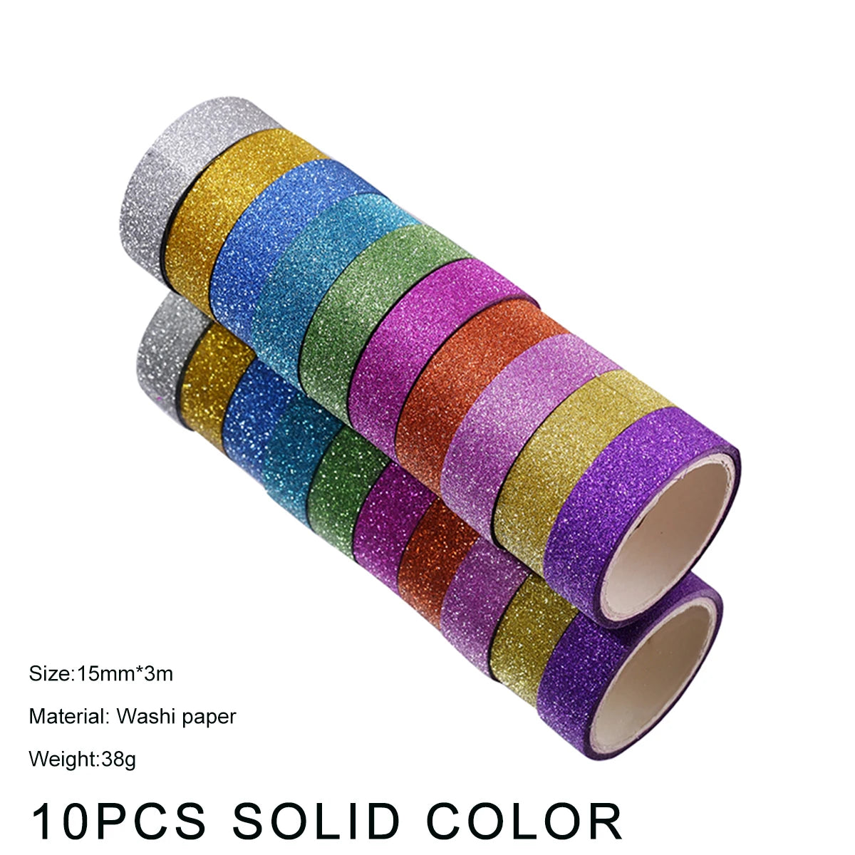 10pcs Glitter Washi Tape Set – DIY Scrapbook & Journal Craft Decorative Washi Tape Babs 10pcs