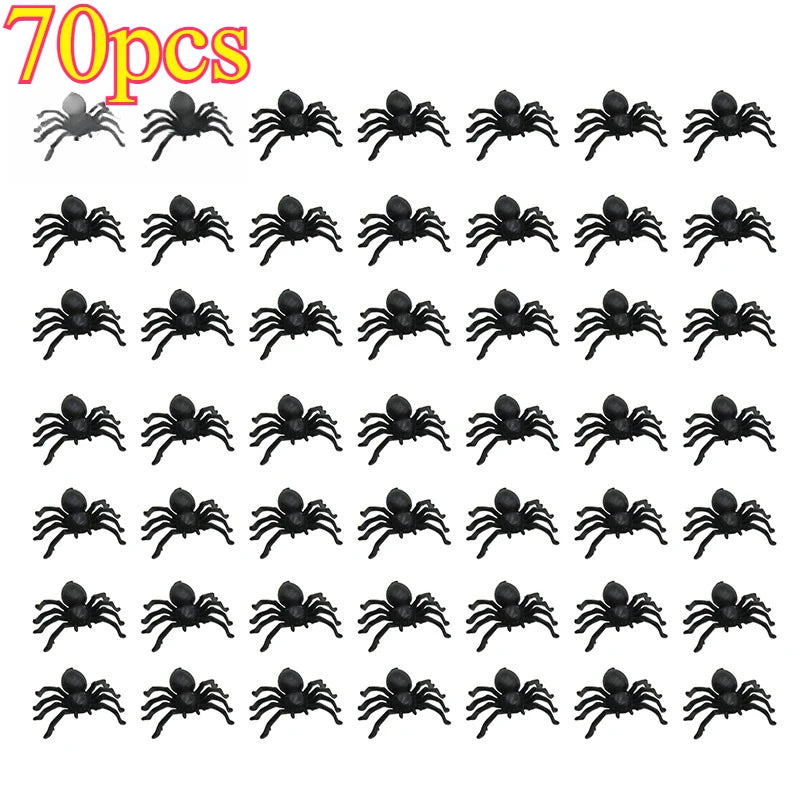 70pcs Glow-in-the-Dark Halloween Spider Decorations – Black Halloween Decoration Babs black