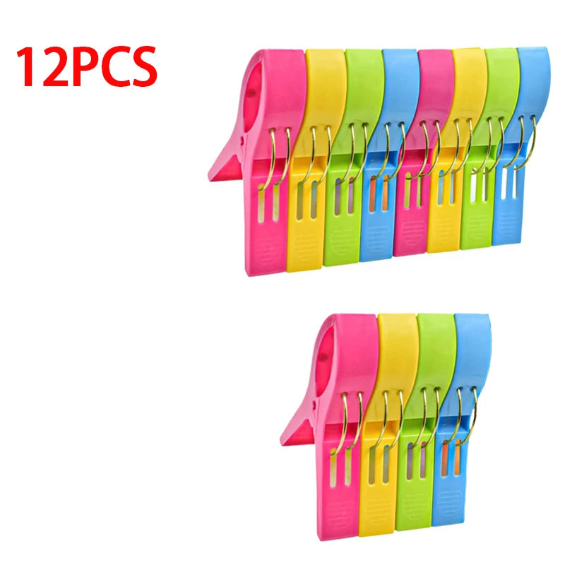 Beach Towel Clips Large Plastic Clamps Clothespins – 4 Pack Beach Towel Clips Babs 12 PCS