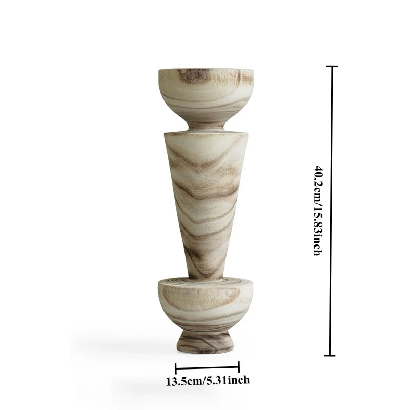 Nordic Retro Solid Wood Figurine Sculpture | Modern Home Décor Decorative Figurine Babs L