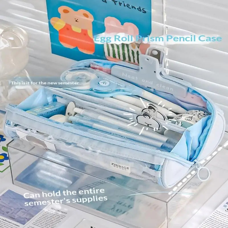 HUXUAN Transparent Cylinder Pencil Case – Large Capacity Cylinder Pencil Case Babs