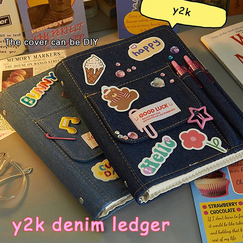 Denim Notebook Journal Diary – Y2K Retro Style with Pocket Denim Journal Notebook Babs