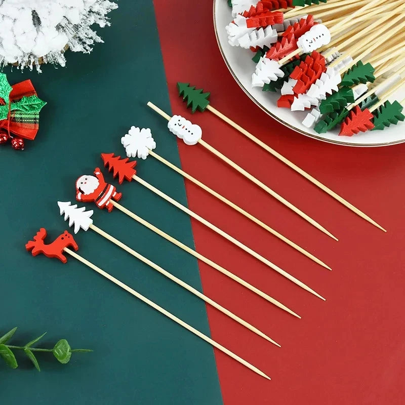 Christmas Cocktail Picks & Cupcake Toppers – 50/100 Pcs Disposable Party Picks Babs