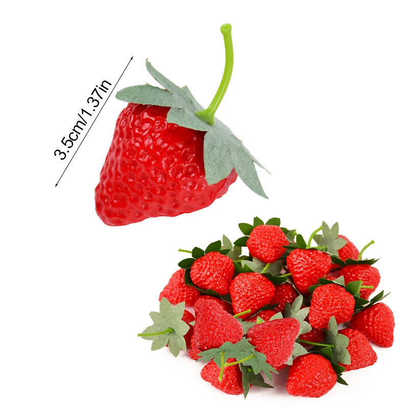 Artificial Strawberries Fake Plastic Fruit Décor – 10/20 Pcs Artificial Fruit Decor Babs