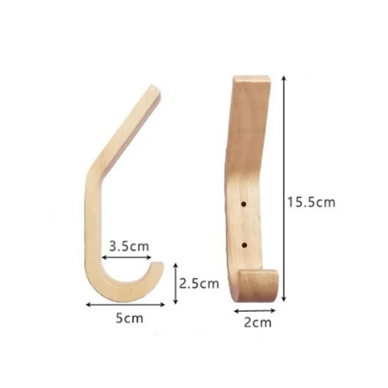 Natural Oak Wood Double Wall Hook – Vintage Coat Organizer Wood Wall Hook Babs wooden 3pcs