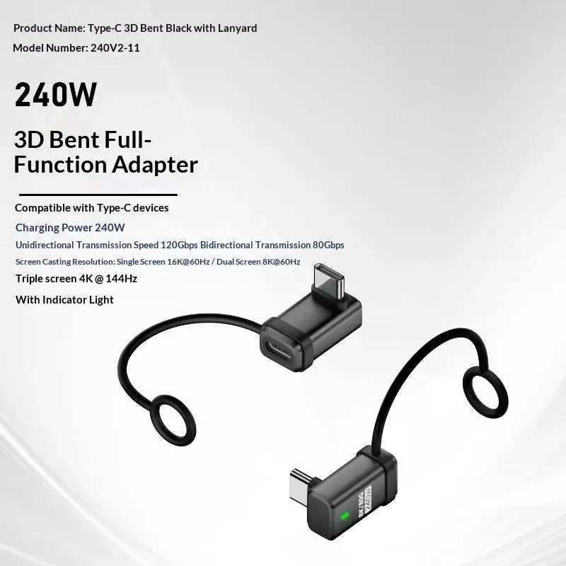 USB4 Right-Angle USB-C Adapter 240W PD 120Gbps 16K Display USB-C Adapter Babs A11