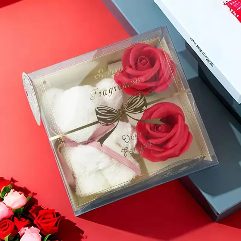 Bear Shaped Towel Soap Rose Gift Box – Wedding & Party Novelty Gift Set Babs