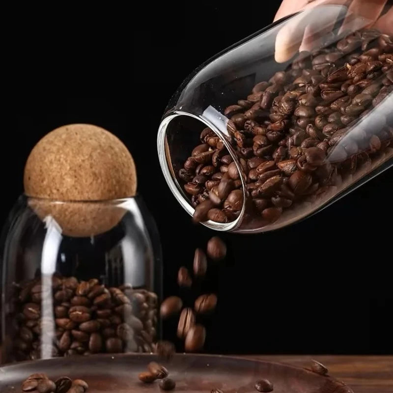 Glass Cork Jar for Coffee Beans, Tea & Dry Food Storage Glass Storage Jar Babs