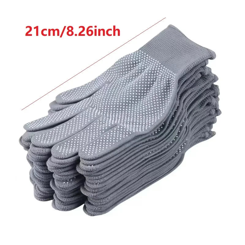5 Pairs Nylon Dot Grip Gloves – Breathable & Elastic Nylon Work Gloves Babs