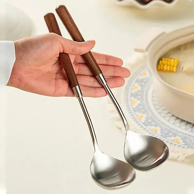 Vintage Stainless Steel Soup Ladle with Wooden Handle Soup Ladle Babs