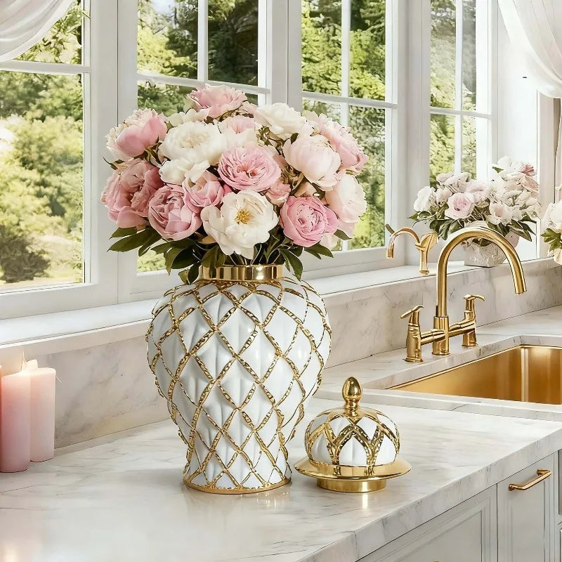Electroplated Ceramic Vase – Luxury Ikebana Flower Decor Decorative Ceramic Vase Babs