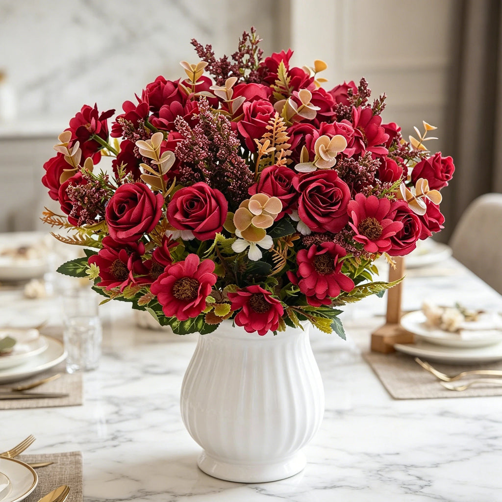 Silk Rose Artificial Flower Bouquet – Wedding & Home Décor Artificial Flower Bouquet Babs
