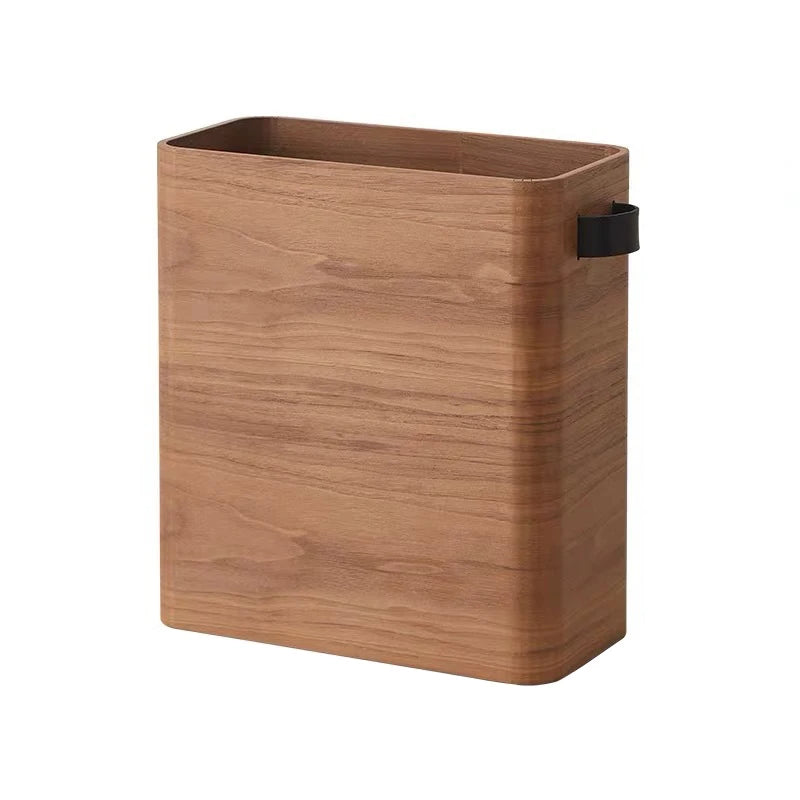 Wooden Waste Bin Large Capacity Trash Basket w/ Flap Lid Wooden Waste Bin Babs