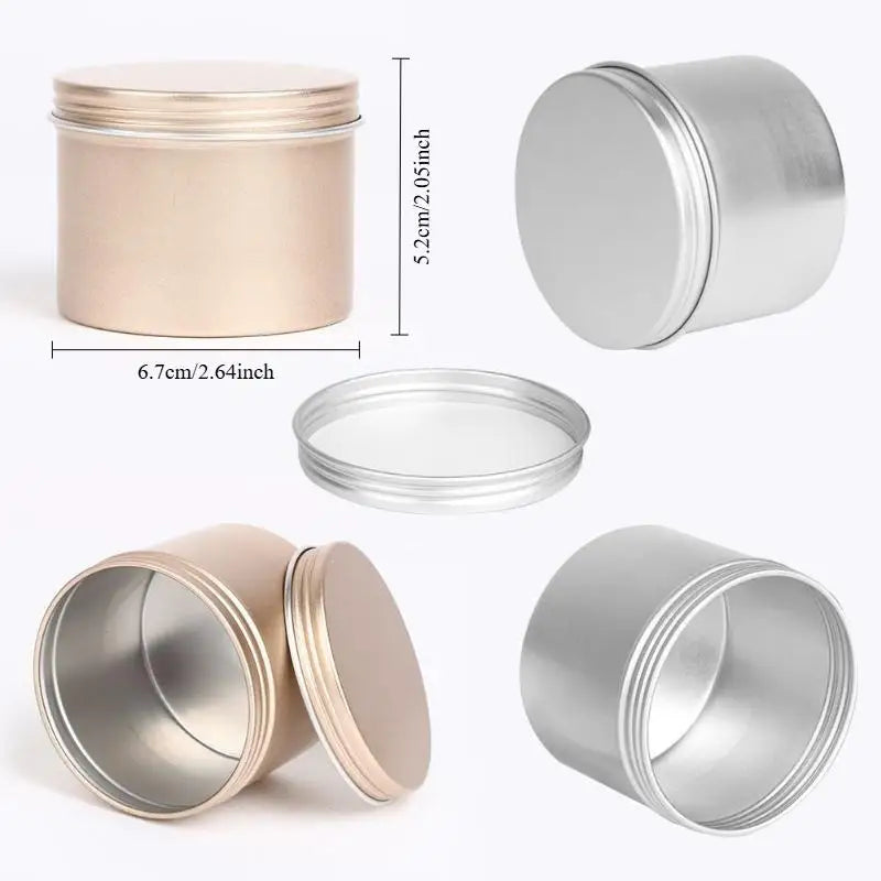 5-Pack 100ml Round Aluminum Tin Jars with Lids – DIY Candle & Skincare Tin Candle Jars Babs