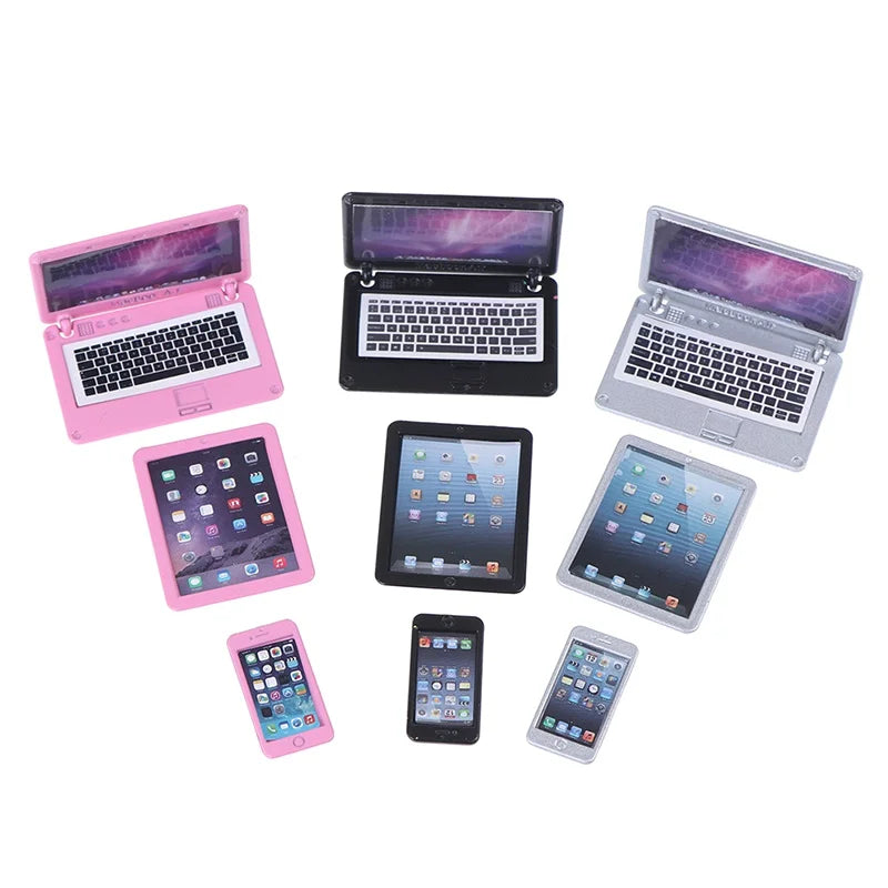 3Pcs Miniature Laptop Tablet Phone Set – 1:12 Dollhouse Decor Dollhouse Miniature Set Babs