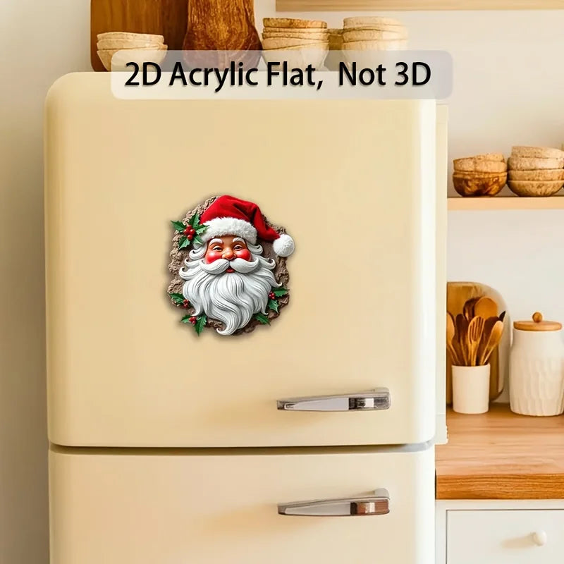 2D Flat Santa Acrylic Fridge Magnet | Christmas Decor Acrylic Fridge Magnet Babs