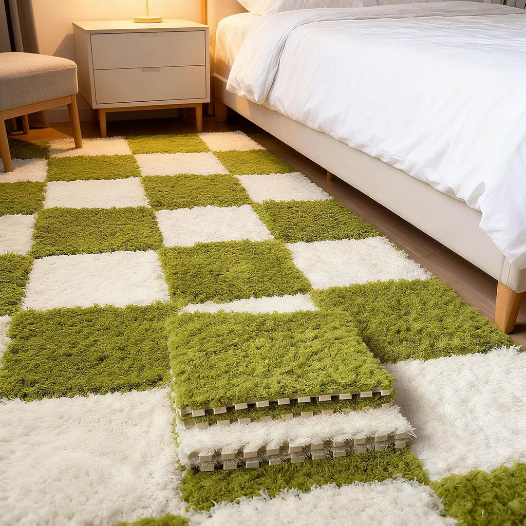 Fluffy Interlocking Rug Tiles – Plush Velvet Bedroom Carpet Interlocking Rug Tiles Babs