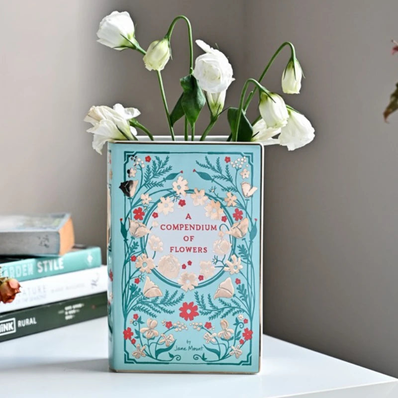 Nordic Ceramic Book Vase – Elegant Table Flower Ornament Ceramic Flower Vase Babs