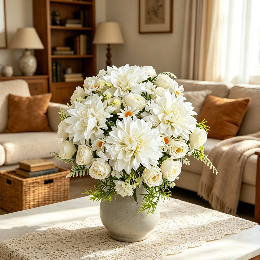 Silk Dahlia Rose Artificial Flowers – Wedding & Home Décor Artificial Silk Flowers Babs