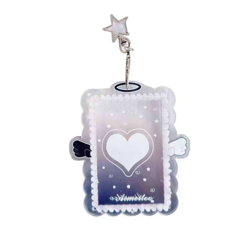Kpop Acrylic Photocard Holder Angel Wing Keychain | Card Protector Photocard Holder Keychain Babs
