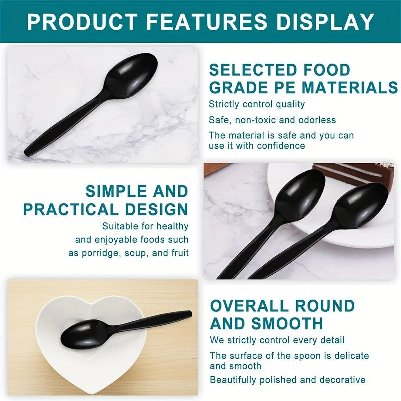 100-Pack Plastic Dessert Spoons for Parties & Buffets Plastic Dessert Spoons Babs