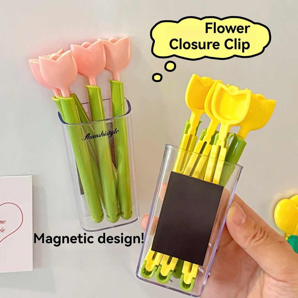 5-Pack Tulip Magnetic Bag Clips – Moisture-Proof Snack Sealer Food Storage Clips Babs