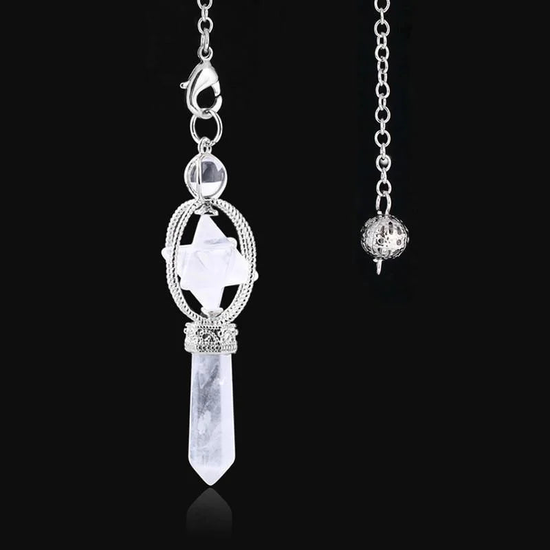 Natural Crystal Quartz Dowsing Pendulum Pendant – 1PC Crystal Pendulum Pendant Babs white