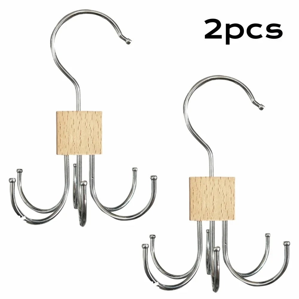 360° Rotating Multi-Claw Closet Organizer Hanger Rack Closet Organizer Rack Babs Wood color 2pcs