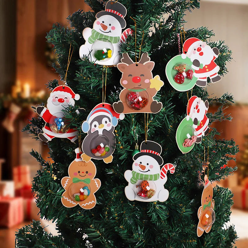 12/24Pcs Christmas Candy Holder Cards & Xmas Tree Pendants Christmas Gift Bags Babs