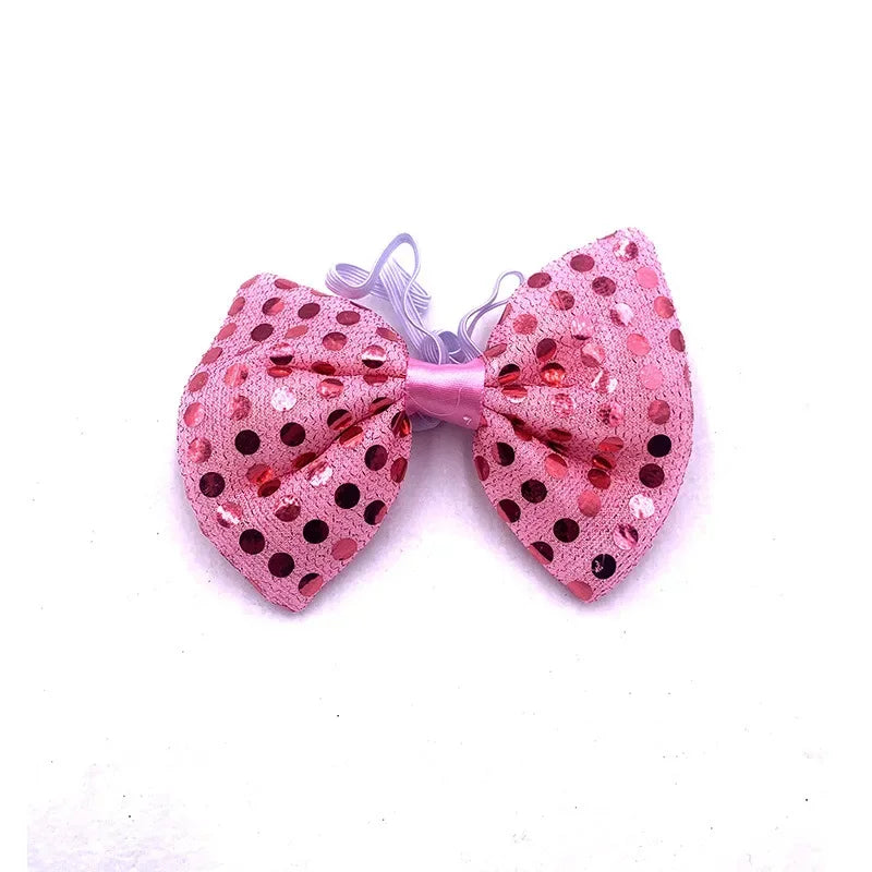 Light Up Sequin Bow Hair Clip & LED Neck Bow – Party Accessory LED Hair Accessory Babs pink