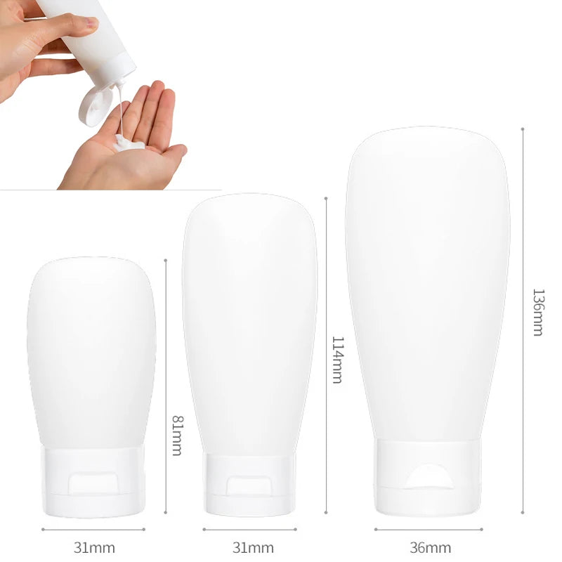 Refillable Travel Bottles 3-Pack – 30/60/100ml Squeeze Tubes Travel Bottle Set Babs