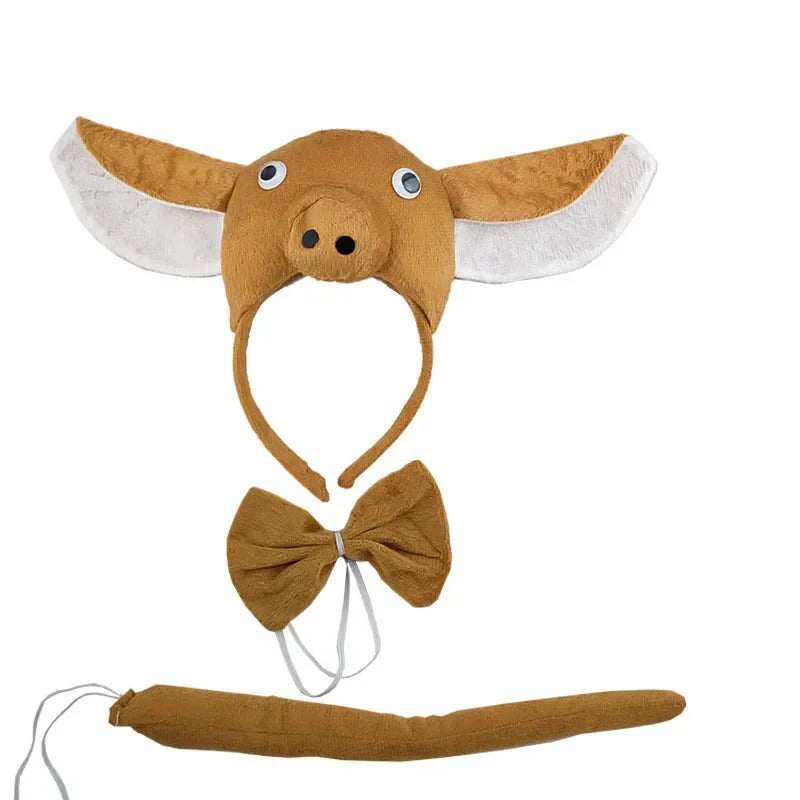 Animal Ear Headband Bow Tie Costume Set – Party & Cosplay