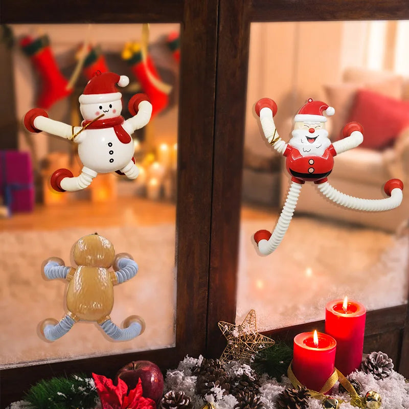 4-Pc Christmas Hanging Ornaments – Santa & Reindeer Suction Cup Set Christmas Ornament Set Babs