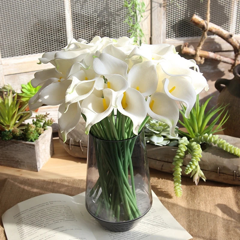 Real Touch White Calla Lily Artificial Flowers 5/10 Pcs Artificial Flowers Babs