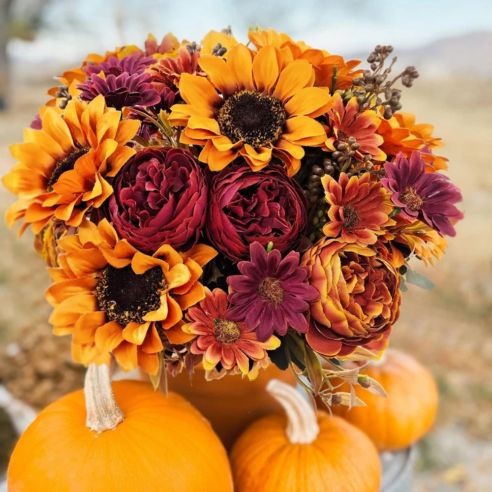 Silk Artificial Sunflower Bouquet – Wedding & Home Decor Artificial Flower Bouquet Babs
