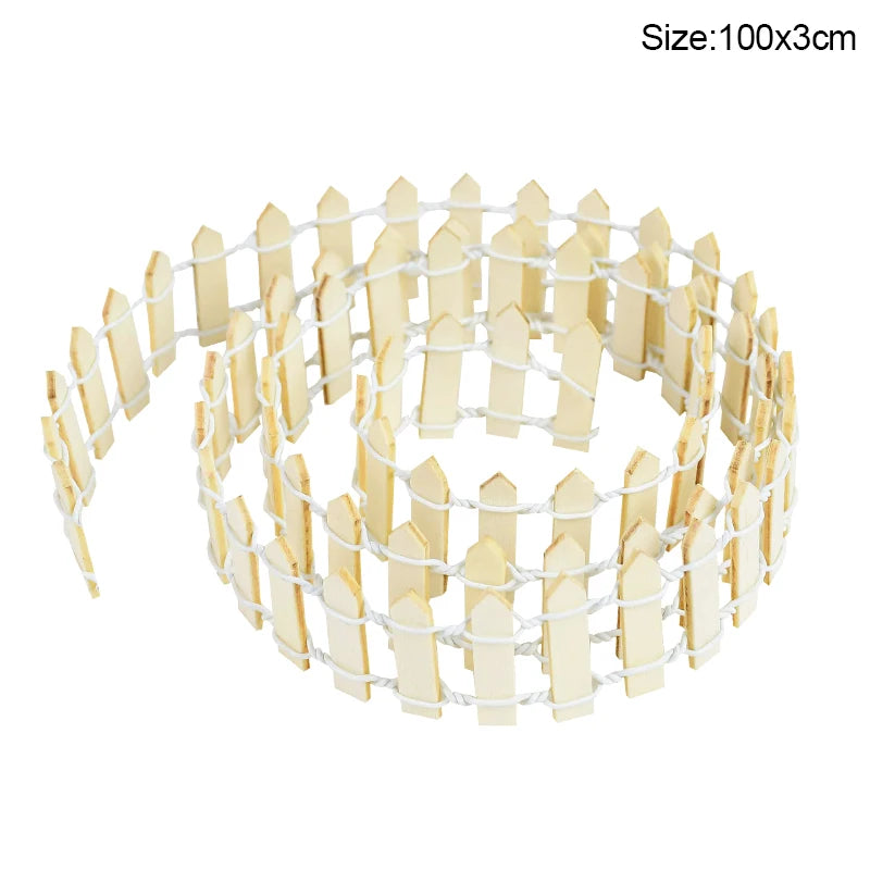 Mini Wooden Fence for Fairy Garden, Dollhouse & DIY Crafts Miniature Wooden Fence Babs 100x3cm-beige